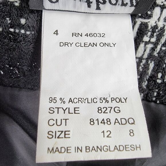 Southern Lady Blazer Womens 12 Check Textured Shimmer Threading Shoulder Pads - Picture 10 of 12